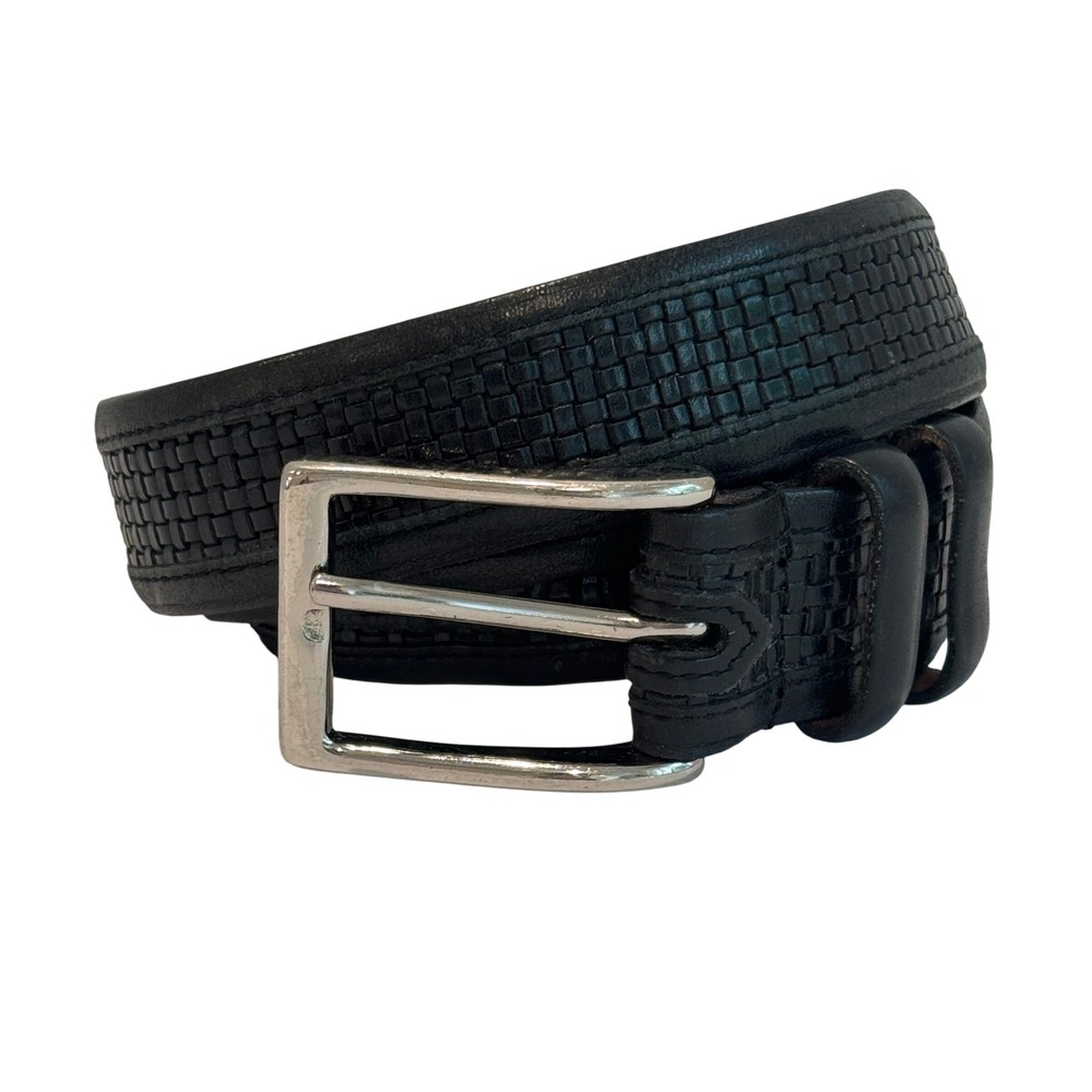 Allen Edmonds Belt Mens 36 Black Basketweave Woven Calfskin Leather USA 28001